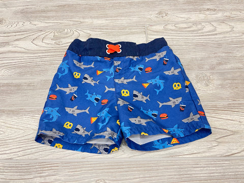 Cat & Jck Shark Print Swim Trunks