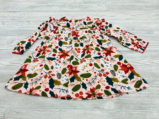 MudPie Poinsettia Print Long Sleeve Dress