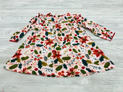 MudPie Poinsettia Print Long Sleeve Dress