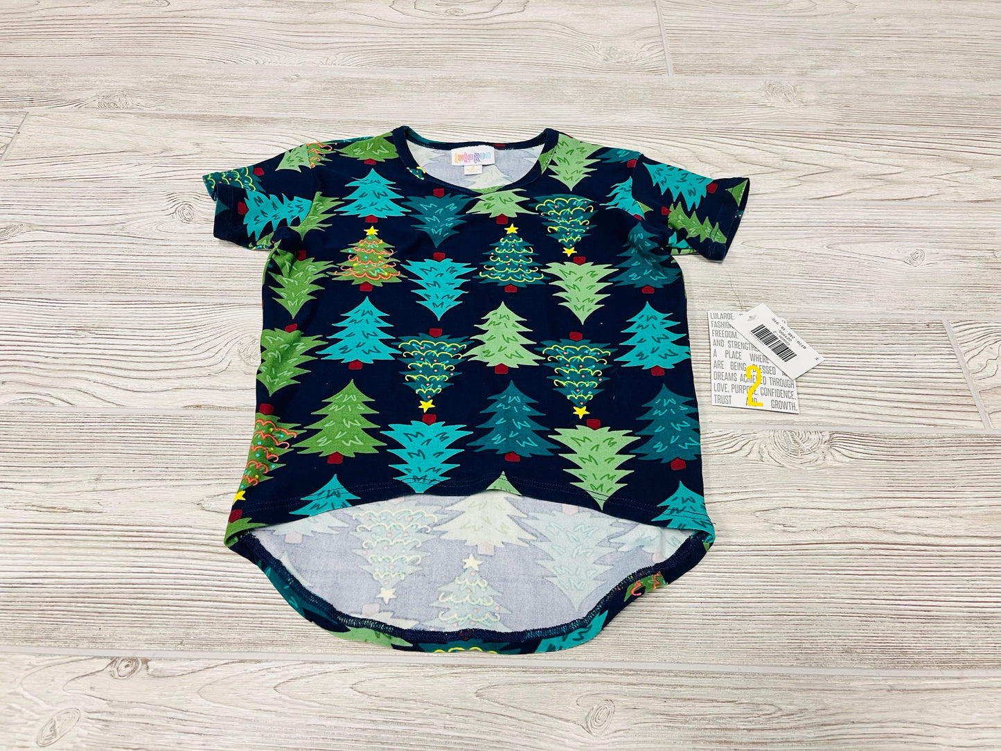 LulaRoe Christmas Tree Print Short Sleeve Shirt