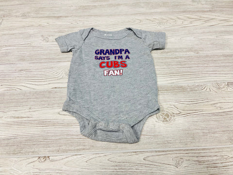 “Grandpa Says I’m A CUBS Fan!” Short Sleeve Onesie