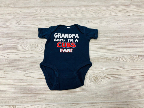 “Grandpa Says I’m A CUBS Fan!” Short Sleeve Onesie