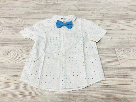 H&M Short Sleeve Button Down Shirt with Bow tie
