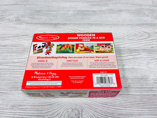 Melissa & Doug Wooden Jigsaw Puzzles In A Box - Farm