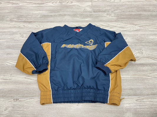 Vintage NFL St.Louis Rams Pullover Jacket in navy and gold colors with the team's logo on the front.