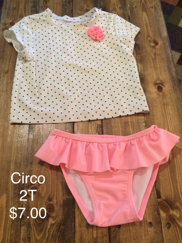 Circo Two Piece Swimsuit with Rash Guard Top