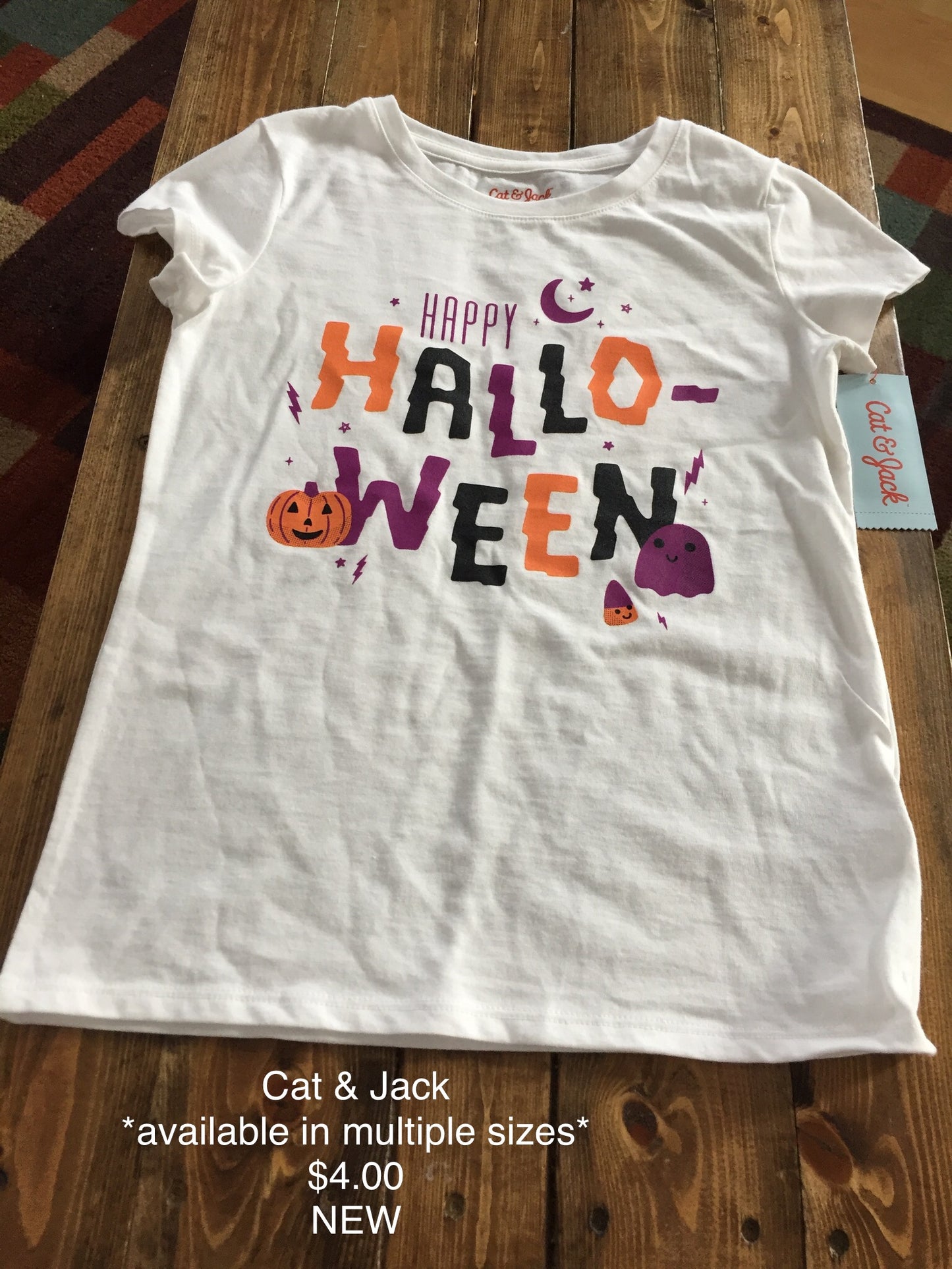 Cat & Jack Girls “Happy Halloween” T-Shirt - Multiple Sizes