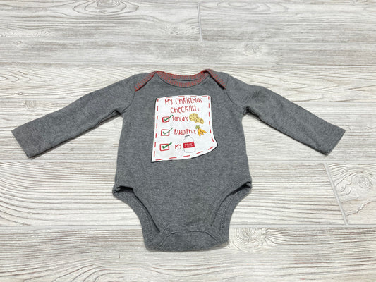 MudPie Christmas Checklist Long Sleeve Onesie