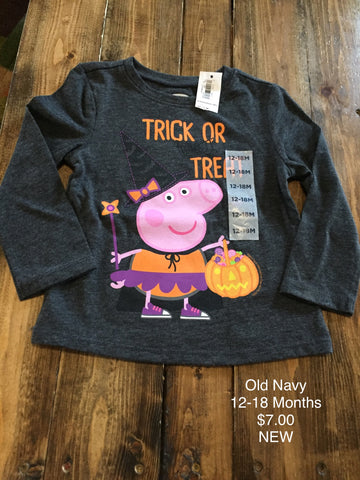 Old Navy Peppa Pig “Trick Or Treat” Long Sleeve Shirt