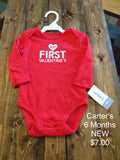 Carter’s “My First Valentine’s Day” Long Sleeve Onesie - Multiple Sizes