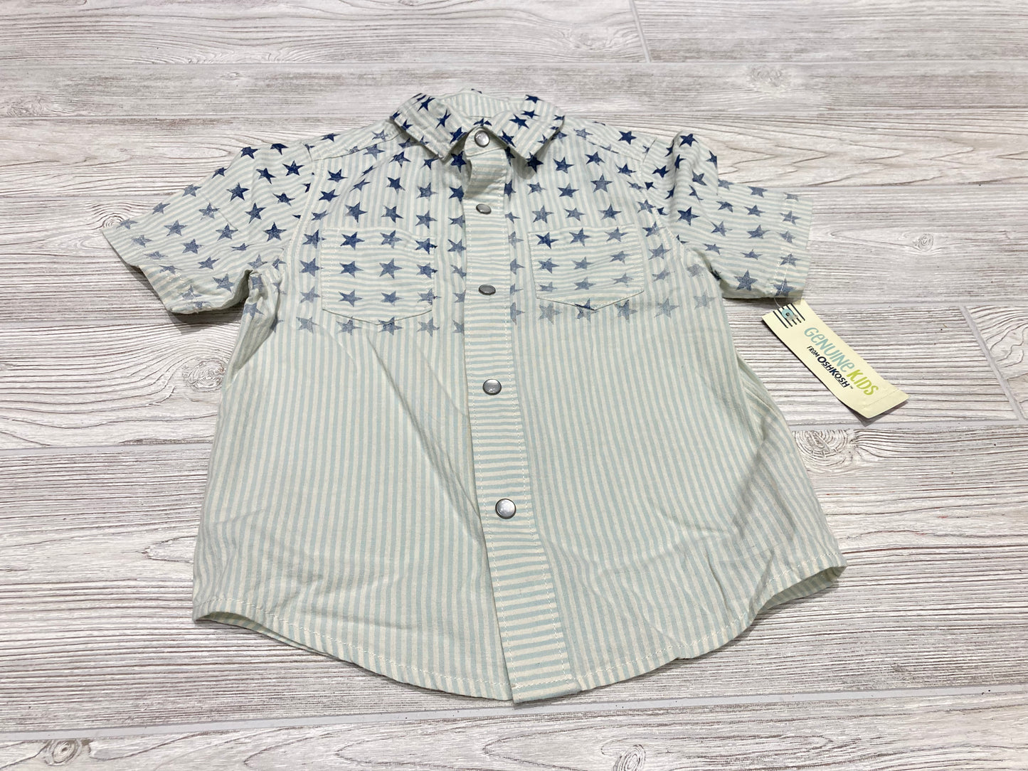 OshKosh Star Print Button Down Short Sleeve Shirt