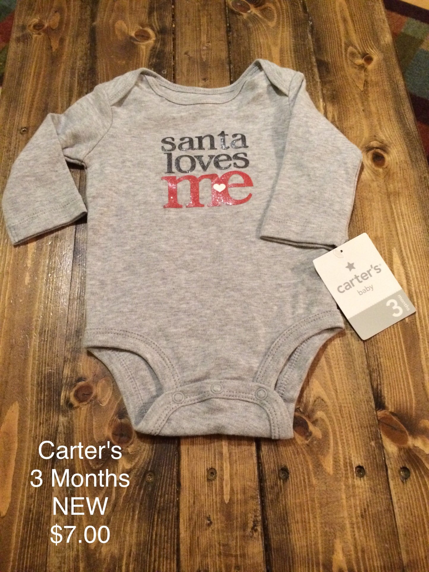 Carter’s Girls “Santa Loves Me” Long Sleeve Onesie