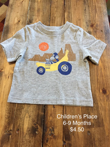Children’s Place Monkey Driving Banana Car Print T-Shirt