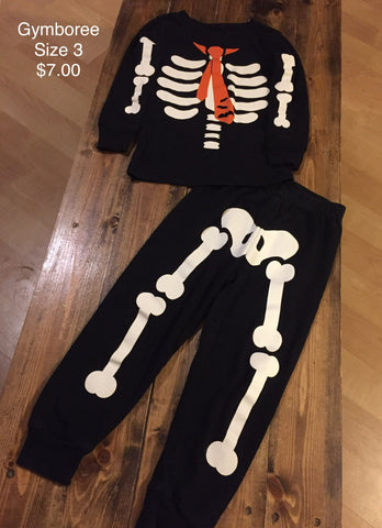 Gymboree Skeleton Print Two Piece Pajama Set