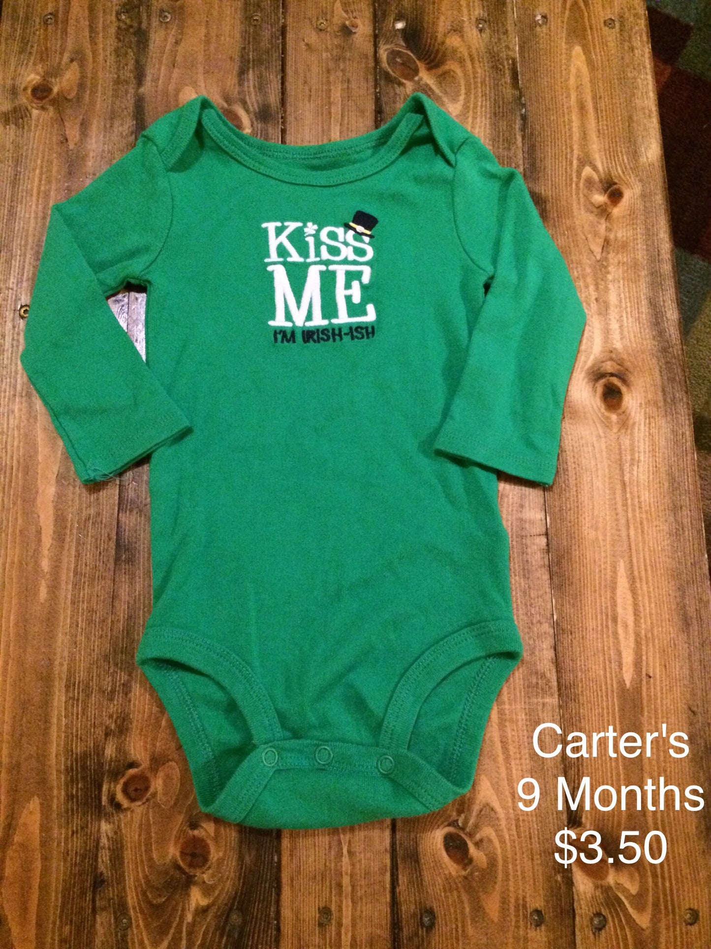 Carter’s “Kiss Me I’m Irish-ish” Long Sleeve Onesie
