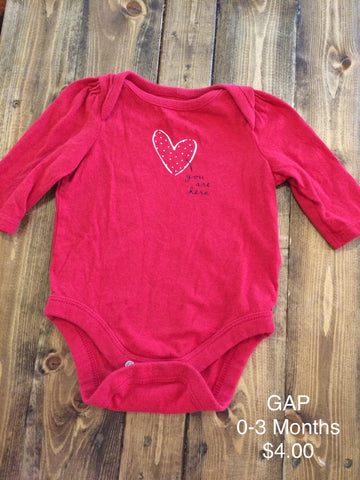 GAP “You are here” Heart Onesie