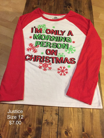 Justice “I’m Only A Morning Person On Christmas” Long Sleeve Sleep Shirt