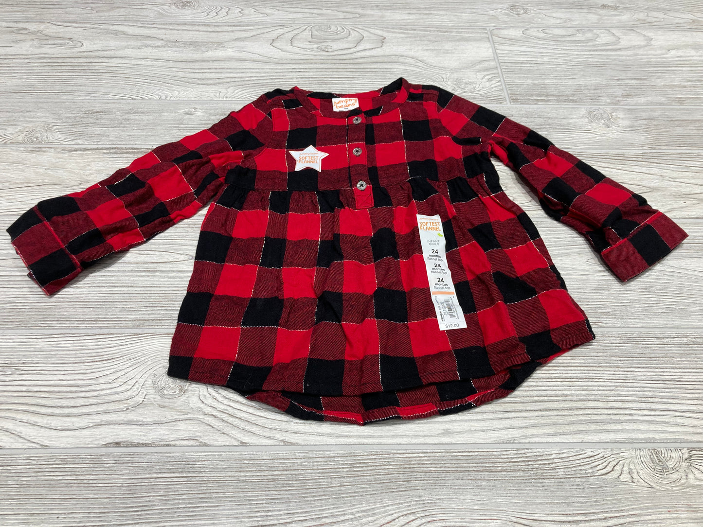 Jumping Beans Flannel Long Sleeve Girls Shirt
