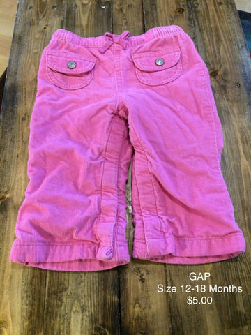 GAP Cotton Lined Button Up Corduroy Pants