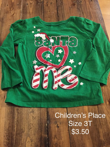 Children’s Place Girls “Santa Loves Me” Long Sleeve Shirt