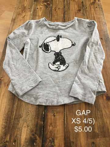 GAP Snoopy Long Sleeve Sequence Shirt