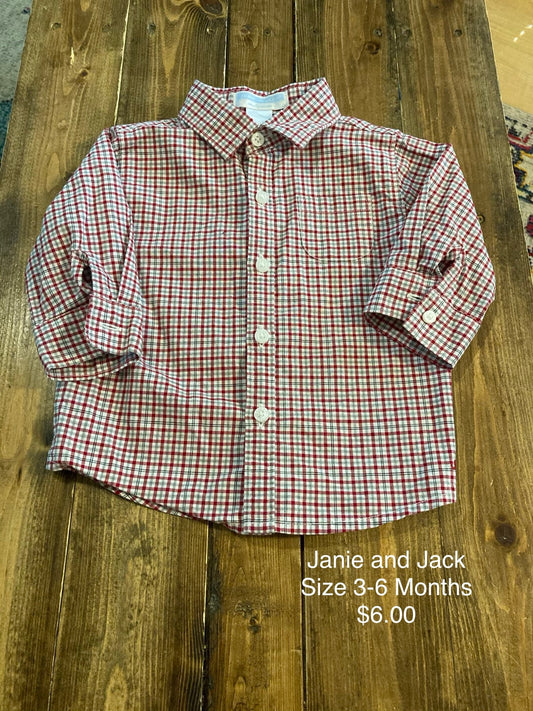Janie and Jack Long Sleeve Button Down Shirt