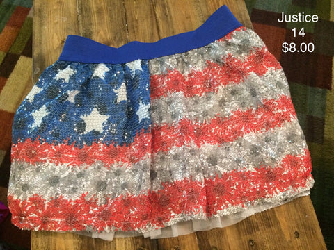 Justice American Flag Sequence Skirt